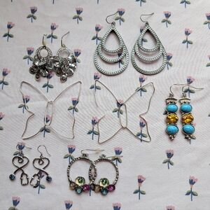 Whimsical silver gold and multicolored earrings bundle